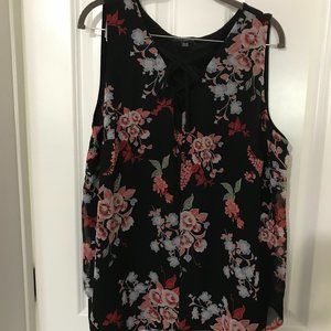 Lane Bryant black floral tank with laced front size 18/20
